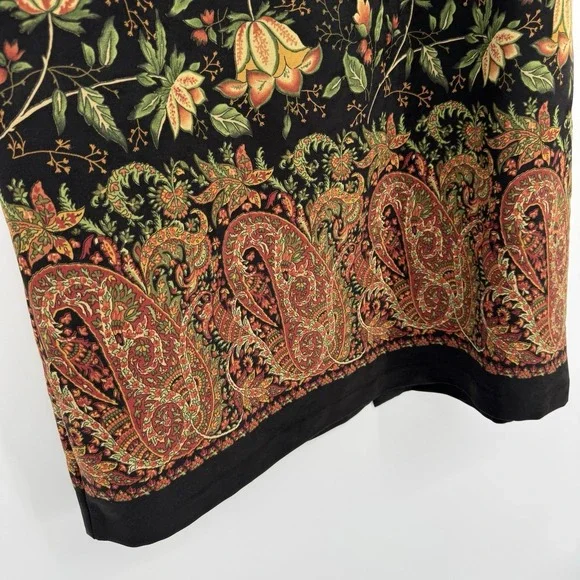 VTG Briggs New York Skirt Black Floral Paisley Midi Slit Boho Fairy Grunge 18 - Picture 3 of 7